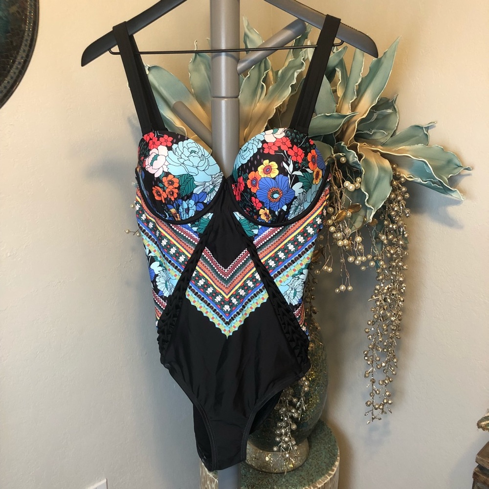 Swimsuits for All floral one piece suit